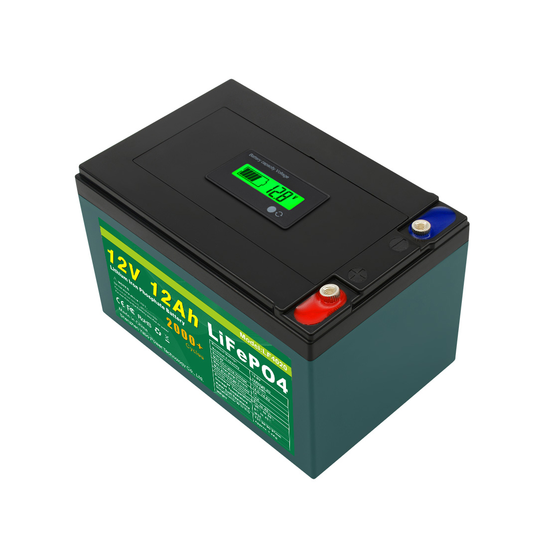 YABO 12V 12Ah Batterie en fer au lithium Forme